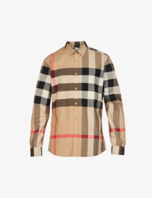 BURBERRY: Somerton checked regular-fit stretch-cotton shirt