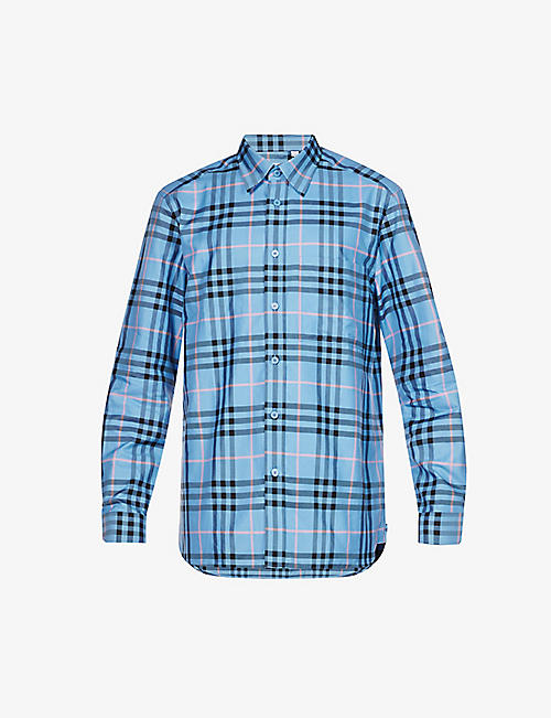 BURBERRY: Caxbridge check-patterned regular-fit cotton-poplin shirt