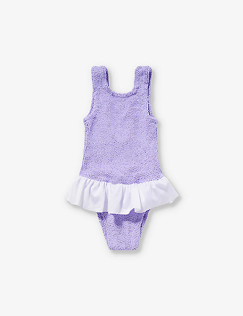 HUNZA G: Frilled-waistband crinkle-texture swimsuit 1-6 years