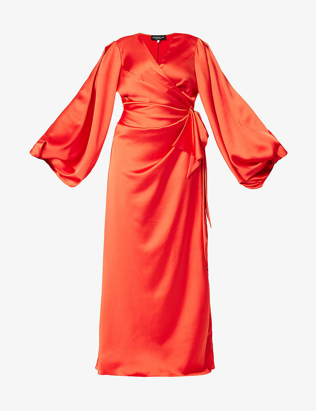 Mimine Ag Womens Orange Wrap-over V-neck Woven Maxi Dress