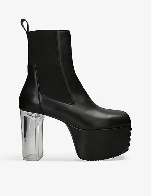 RICK OWENS: Minimal Grill platform-sole leather heeled Chelsea boots