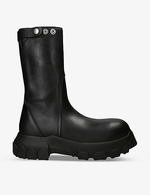 RICK OWENS: Creeper Bozo Tractor leather boots