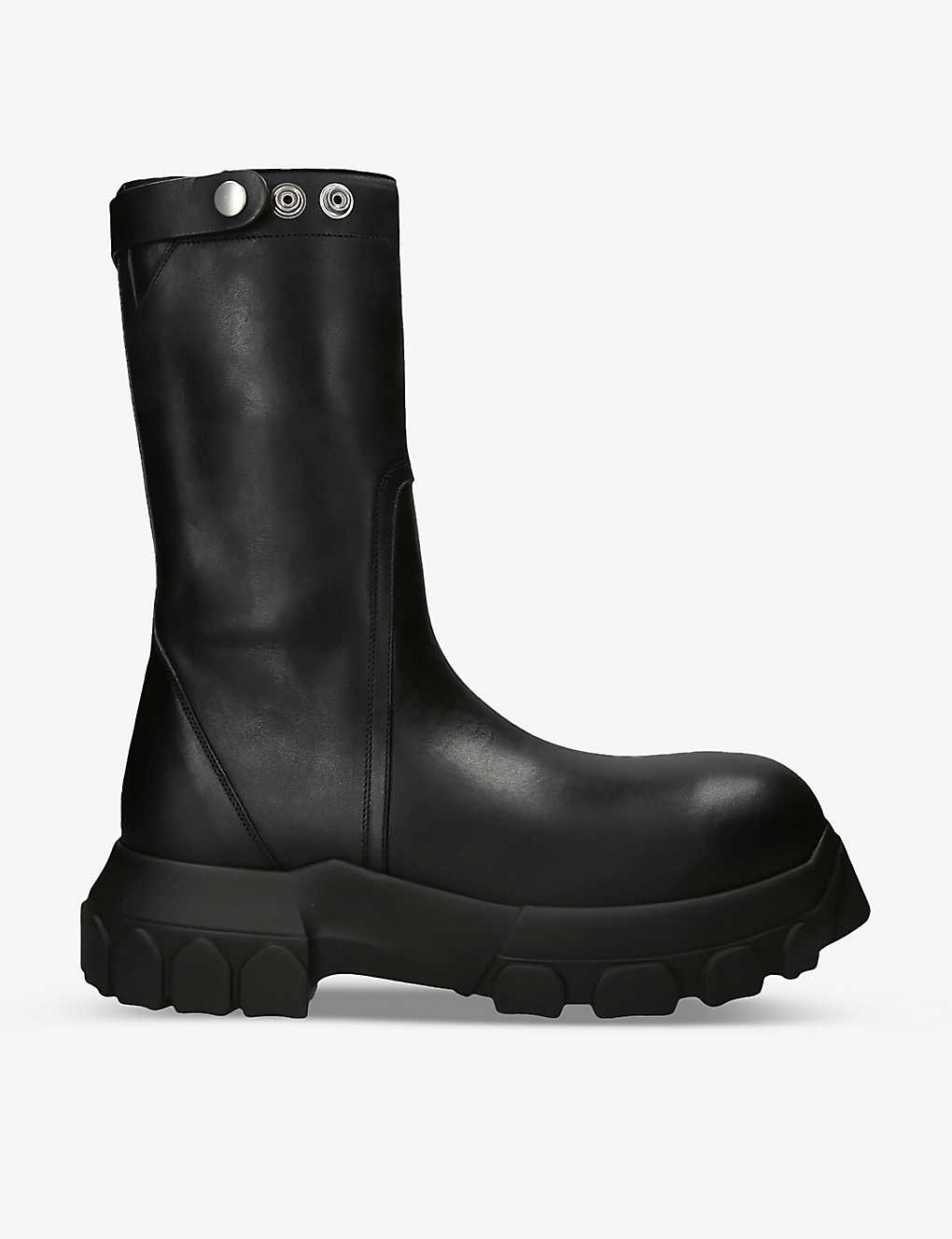 Rick Owens Mens Black Creeper Bozo Tractor Leather Boots