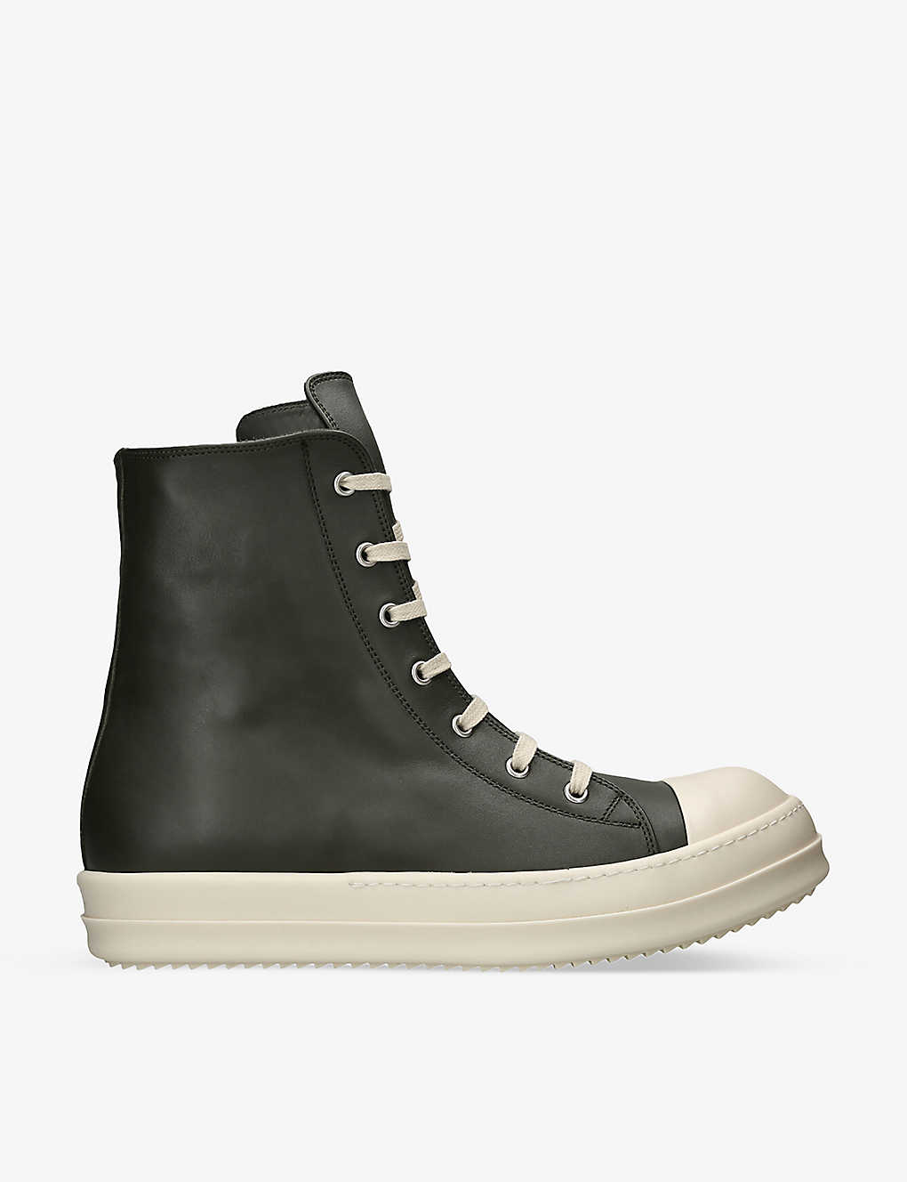 Rick Owens Mens Dark Green Chunky-sole Toe-cap Leather High-top Trainers