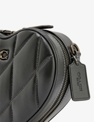 Shop Coach Women's V5/black Heart-shaped Leather Cross-body Bag