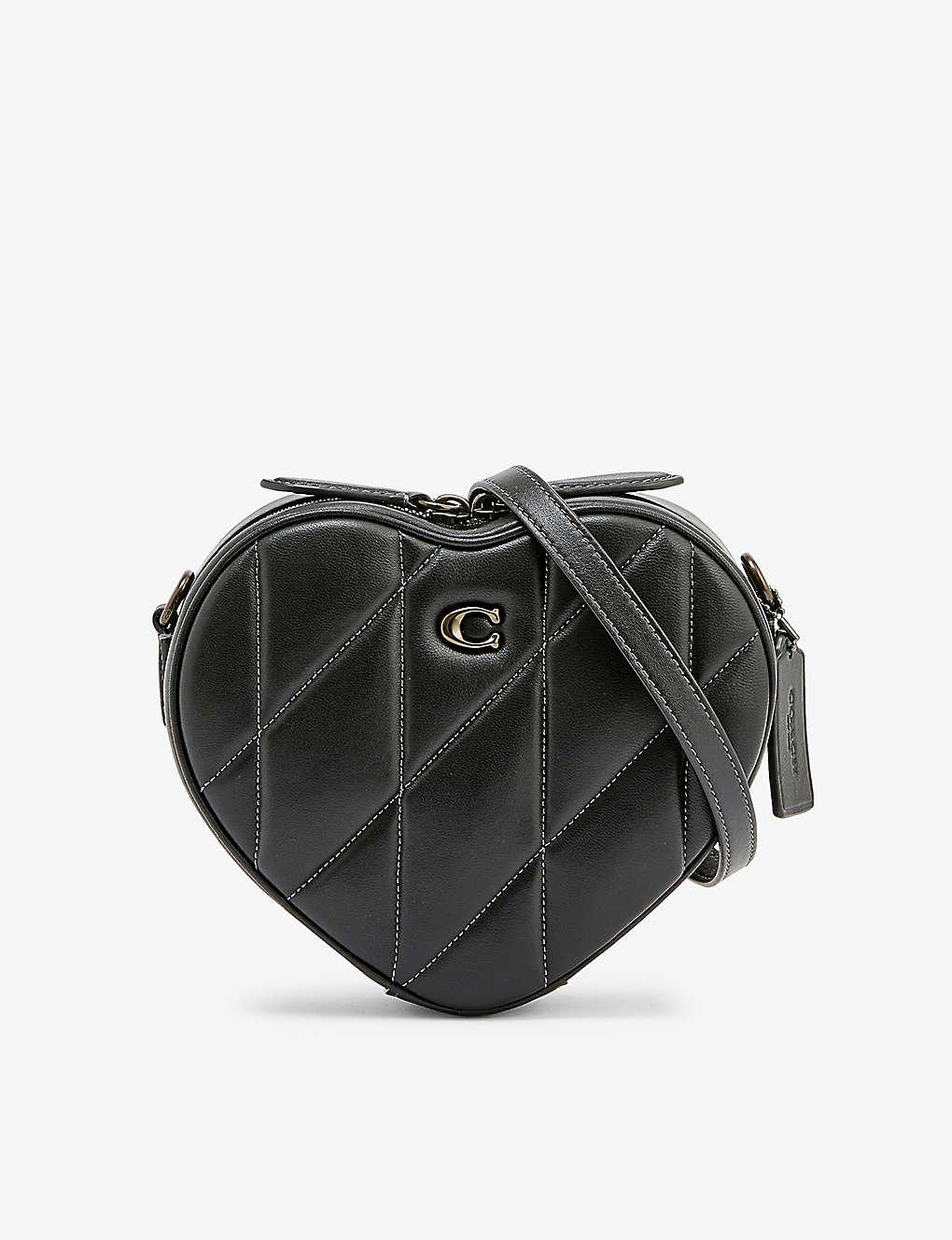 Shop Coach Women's V5/black Heart-shaped Leather Cross-body Bag