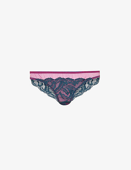 DORA LARSEN: Brea lace-embroidered stretch-recycled nylon briefs