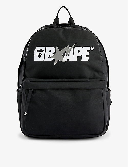 A BATHING APE: Logo-print woven kids' backpack