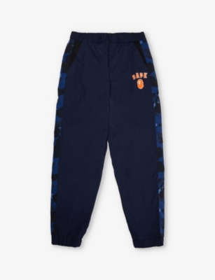 Shop A Bathing Ape Boys Navy Kids Camouflage-print Shell Jogging Bottoms 10-16 Years