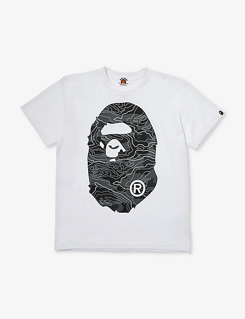 A BATHING APE: Camouflage brand-print cotton-jersey T-shirt 10-16 years