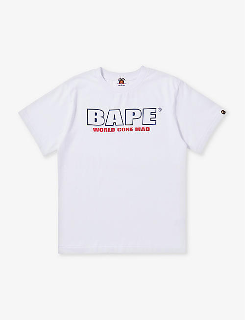 A BATHING APE: BAPE slogan-print cotton-jersey T-shirt 10-16 years