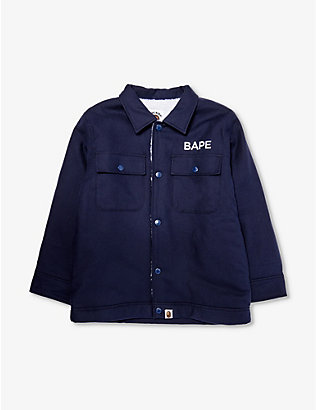 A BATHING APE: BAPE College patch-pocket cotton jacket 6-9 years
