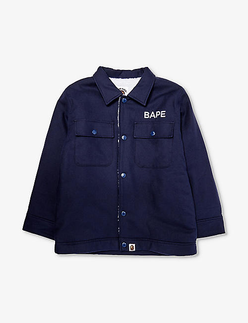 A BATHING APE: BAPE College patch-pocket cotton jacket 6-9 years