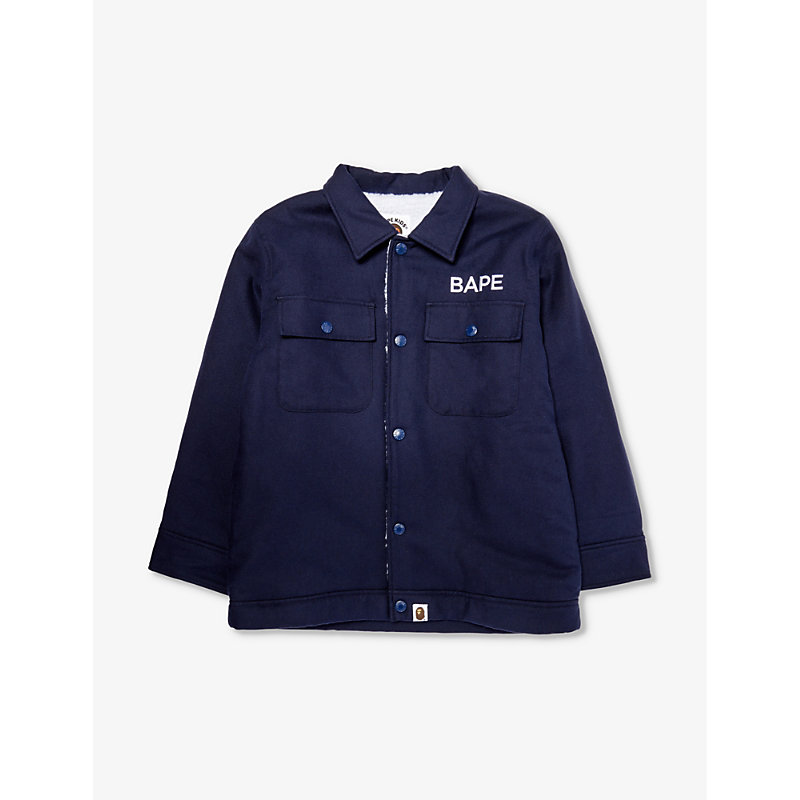 A Bathing Ape Kids' Bape College Patch-pocket Cotton Jacket 6-9 Years In Navy