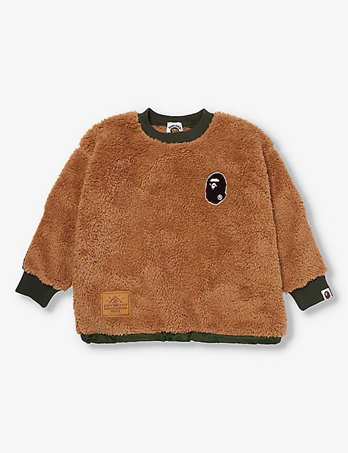A BATHING APE: Brand-embroidered relaxed-fit fleece sweatshirt 5-9 years