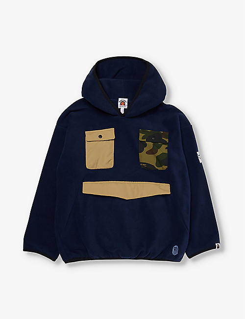 A BATHING APE: Brand-patch relaxed-fit fleece hoody 10-16 years