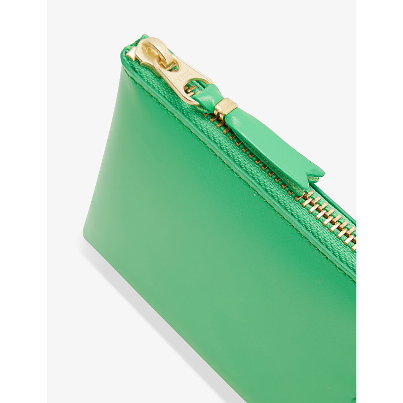 Shop Comme Des Garçons Half-zip Leather Wallet In Green