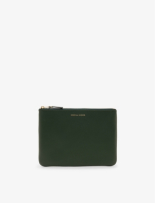 Comme Des Garçons Comme Des Garcons Mens Bottle Green Classic Logo-print Leather Wallet