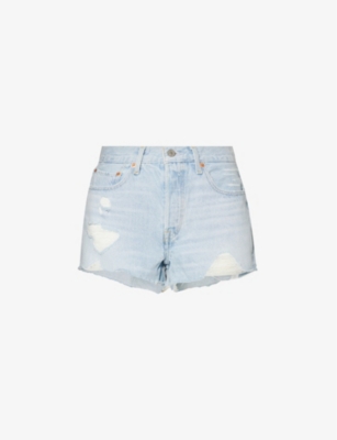 Levi's Levis Womens Promise Me 501 Original High-rise Stretch-denim Shorts In Blue