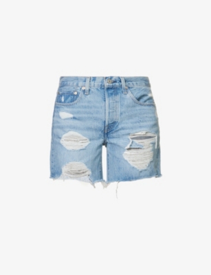 LEVIS: 501 high-rise distressed denim shorts
