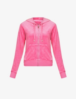 Juicy Couture Womens Raspberry Rose167 Logo-embroidered Front-pocket Velour Hoody