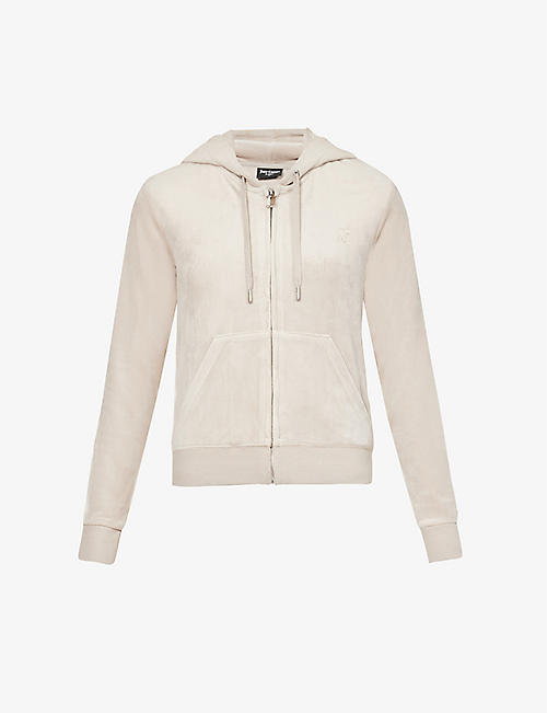 JUICY COUTURE: Logo-embroidered front-pocket velour hoody