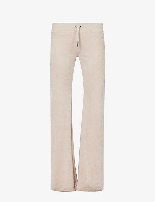 JUICY COUTURE: Layla logo-embroidered velour trousers