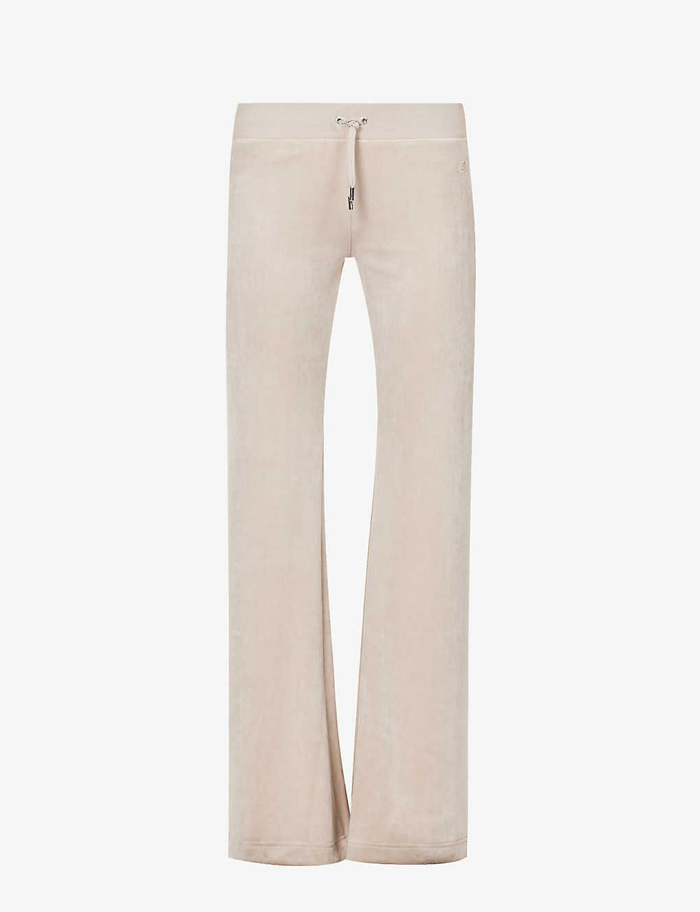 Juicy Couture Layla Logo-embroidered Velour Trousers In Cream