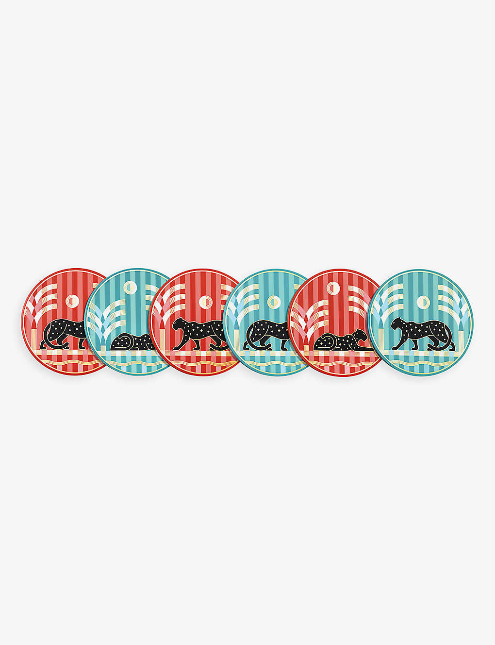 Cartier Panthère De  Graphic-print Coasters Set Of Six In Multi-coloured