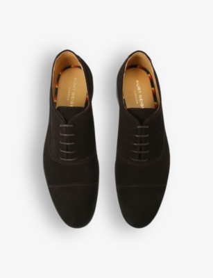 Shop Kurt Geiger London Men's Dark Brown Hunter Oxford Lace-up Suede Shoes