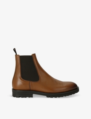 KURT GEIGER LONDON: Hunter brand-embossed leather Chelsea boots