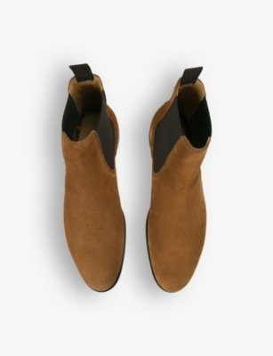 Shop Kurt Geiger London Men's Tan Hunter Brand-embossed Suede Chelsea Boots