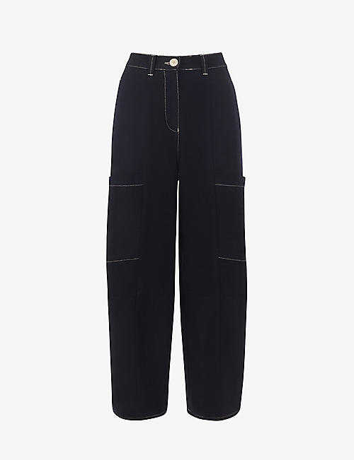 WHISTLES: Meg tab-detail cargo-style cotton-linen blend trousers