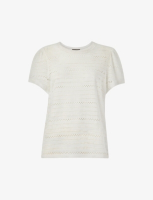 WHISTLES: Broderie puff-sleeve relaxed-fit stretch-cotton top