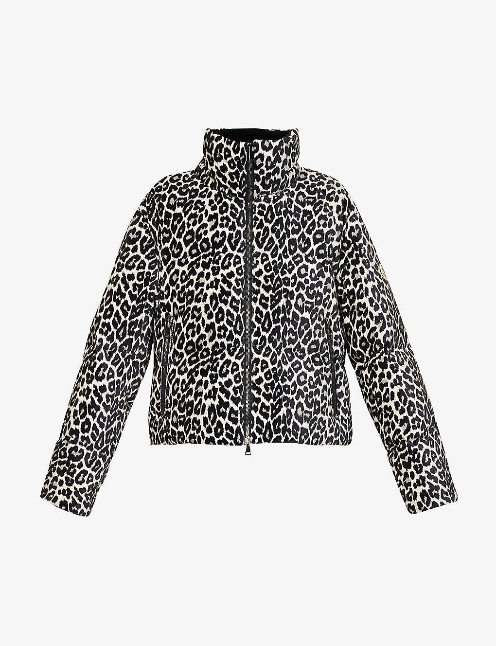Moncler Womens Leopard Print Sebou Leopard-print Woven Jacket