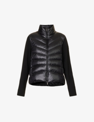 Moncler Womens Black Funnel-neck Brand-patch Regular-fit Shell-down Jacket