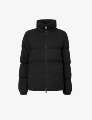 MONCLER: Fuligule logo-patch gem-embellished quilted shell jacket