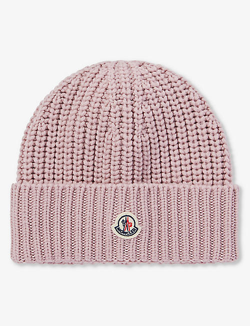 MONCLER: Logo-patch chunky wool-knit beanie