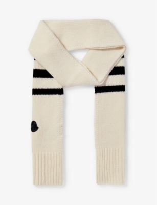 MONCLER: Logo-patch wool-knit scarf