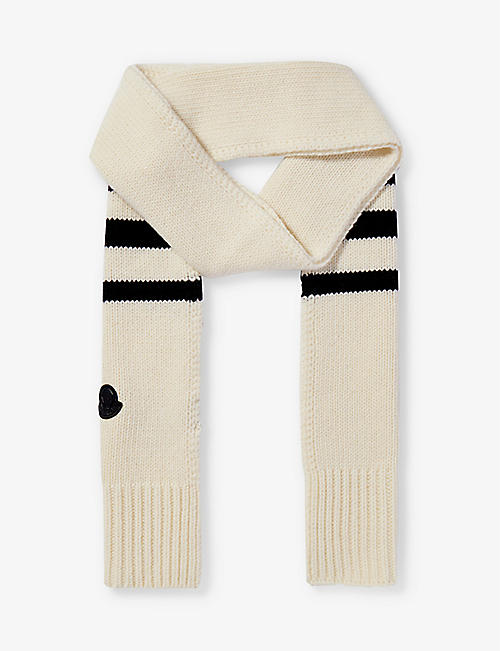 MONCLER: Logo-patch wool-knit scarf