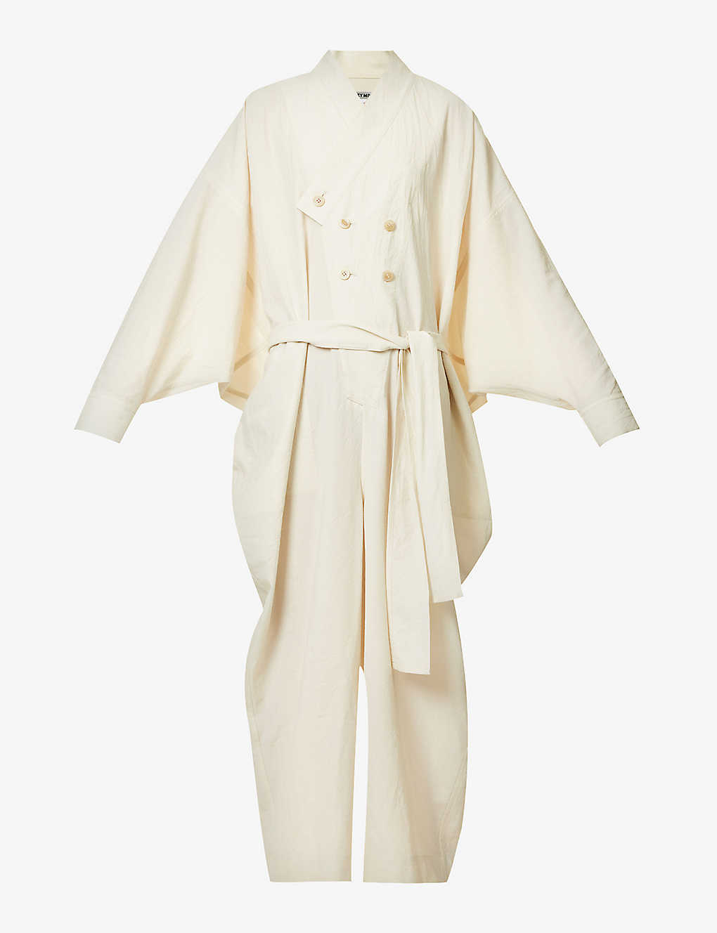 Issey Miyake Womens 02-off-white Double-breasted Pleated Knitted Coat In Cream