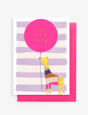 STOP THE CLOCK: Baby girl giraffe card 12.5cm x 17.5cm