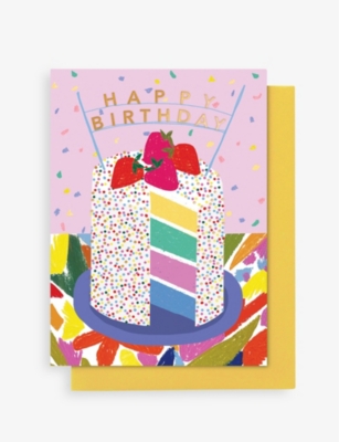 STOP THE CLOCK - Rainbow cake birthday card 12.5cm x 17.5cm ...