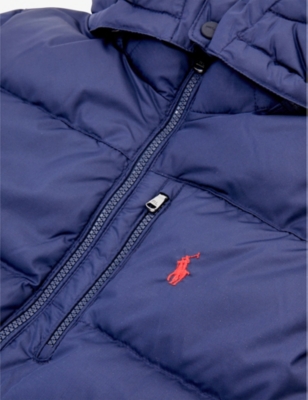 Shop Ralph Lauren Funnel-neck Recycled-polyester And Recycled-down Jacket 2-14 Years In Navy