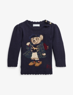 POLO RALPH LAUREN：徽标嵌花针织棉质卫衣 6 个月-14 岁