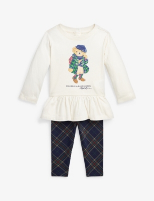Polo Bear Printed Cotton T Shirt in Orange - Polo Ralph Lauren Kids