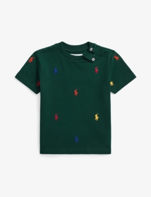 Polo Ralph Lauren Logo-embroidered Cotton-mesh T-shirt 3 Months - 14 Years In Green