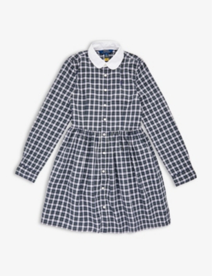Polo Ralph Lauren Plaid Cotton Shirt Dress In Plaid