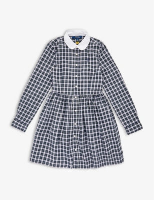 POLO RALPH LAUREN POLO RALPH LAUREN GIRLS PLAID KIDS GIRLS' KATARYNA CHECK-PRINT COTTON DRESS,68970575