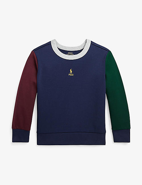 POLO RALPH LAUREN: Boys' logo-embroidered cotton-blend jumper